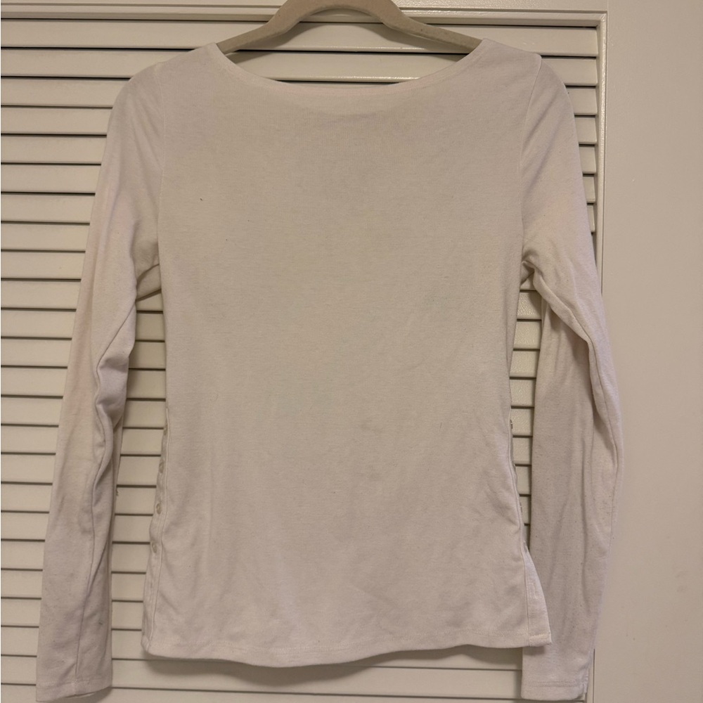 Abercrombie & Fitch White Long-Sleeve Boat Neck Top